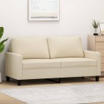 vidaXL Canapea cu 2 locuri, crem, 140 cm, material textil vidaXL Canapea cu 2 locuri, crem, 140 cm, material textil