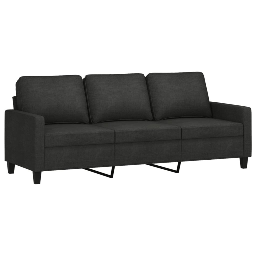 vidaXL Canapea cu 3 locuri, negru, 180 cm, material textil