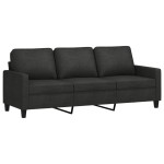 vidaXL Canapea cu 3 locuri, negru, 180 cm, material textil vidaXL Canapea cu 3 locuri, negru, 180 cm, material textil
