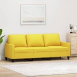 vidaXL Canapea cu 3 locuri, galben deschis, 180 cm, material textil vidaXL Canapea cu 3 locuri, galben deschis, 180 cm, material textil