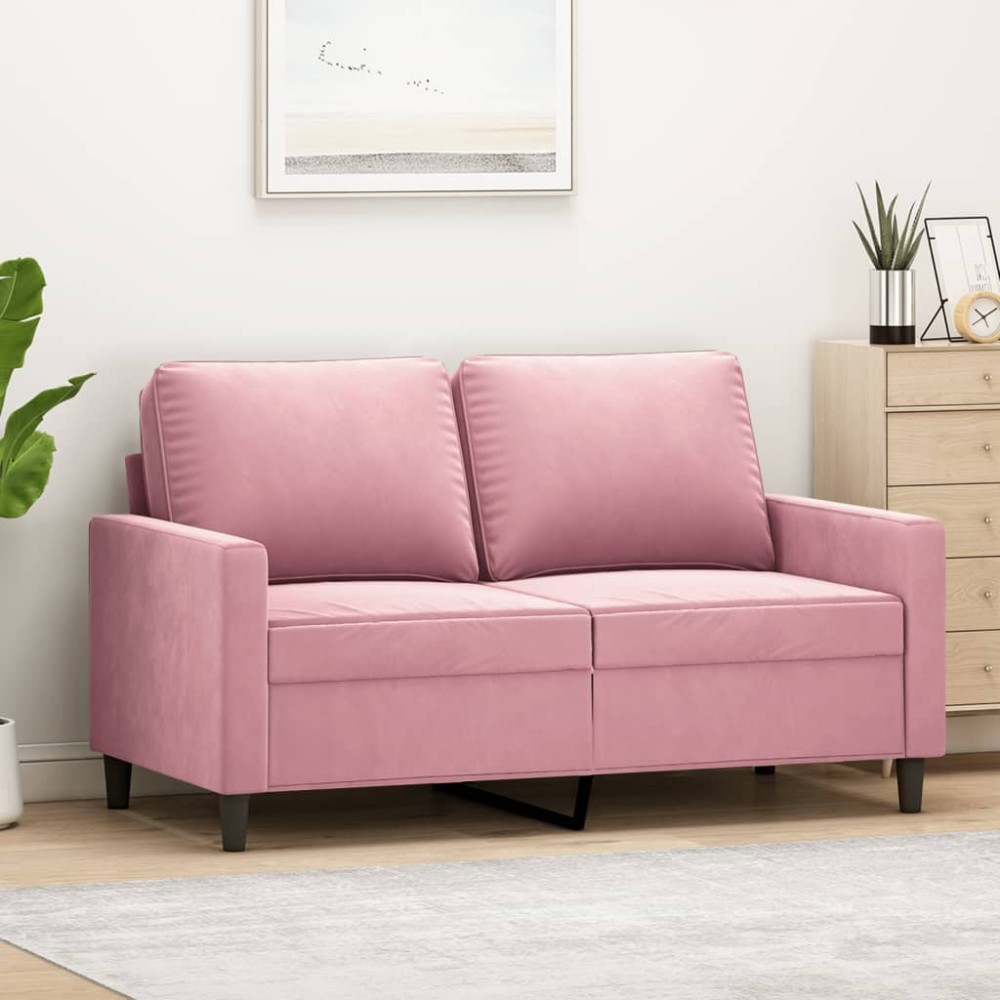 vidaXL Canapea cu 2 locuri, roz, 120 cm, catifea