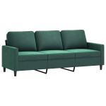 vidaXL Canapea cu 3 locuri, verde închis, 180 cm, catifea vidaXL Canapea cu 3 locuri, verde închis, 180 cm, catifea