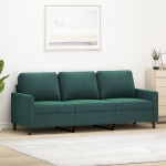 vidaXL Canapea cu 3 locuri, verde închis, 180 cm, catifea vidaXL Canapea cu 3 locuri, verde închis, 180 cm, catifea