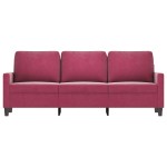 vidaXL Canapea cu 3 locuri, roșu vin, 180 cm, material catifea