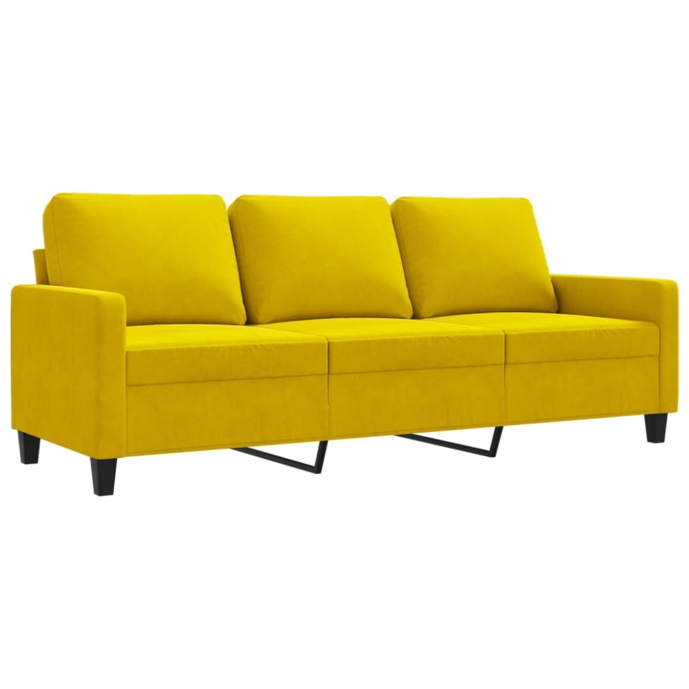 vidaXL Canapea cu 3 locuri, galben, 180 cm, catifea