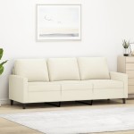 vidaXL Canapea cu 3 locuri, crem, 180 cm, catifea vidaXL Canapea cu 3 locuri, crem, 180 cm, catifea