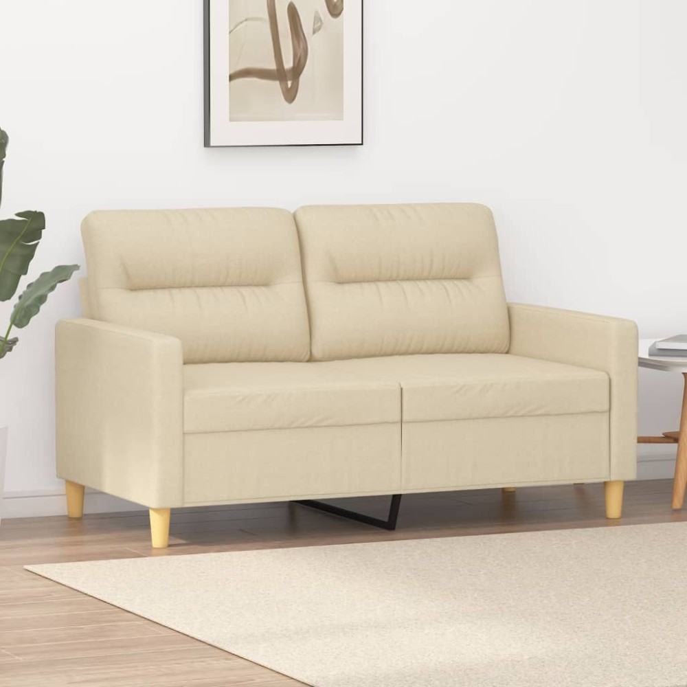 vidaXL Canapea cu 2 locuri, crem, 120 cm, material textil