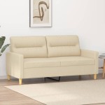 vidaXL Canapea cu 2 locuri, crem, 140 cm, material textil vidaXL Canapea cu 2 locuri, crem, 140 cm, material textil