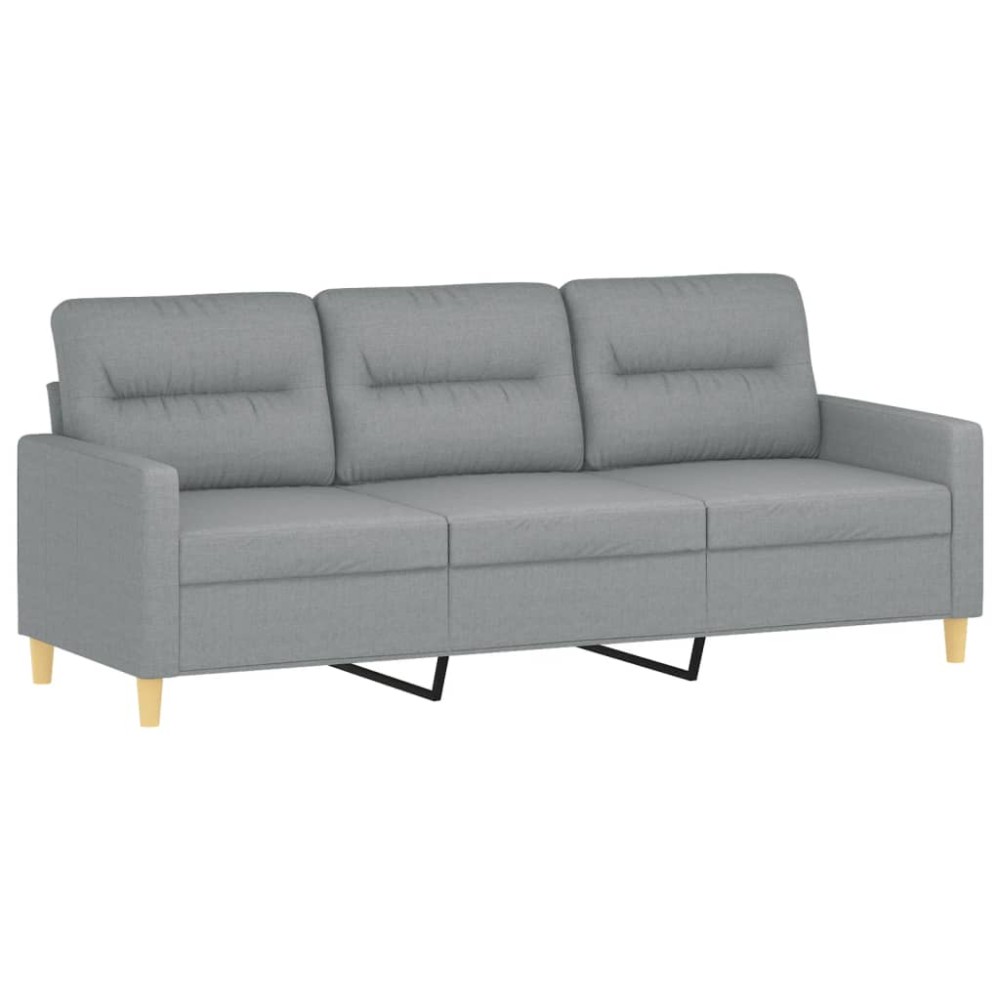 vidaXL Canapea cu 3 locuri, gri deschis, material 180CM textil