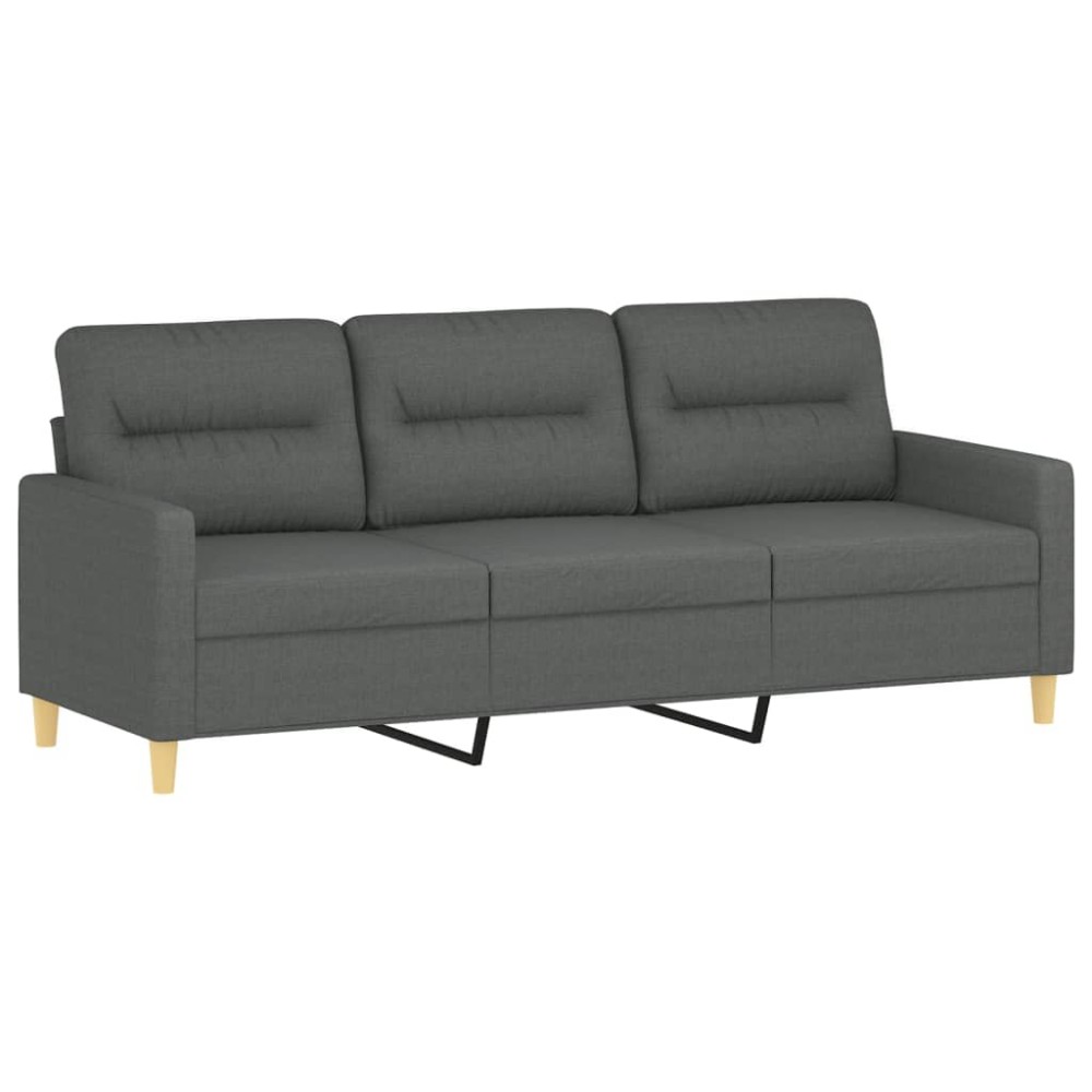 vidaXL Canapea cu 3 locuri, gri închis, 180 cm, material textil