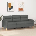 vidaXL Canapea cu 3 locuri, gri închis, 180 cm, material textil