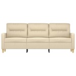 vidaXL Canapea cu 3 locuri, crem, 180 cm, material textil vidaXL Canapea cu 3 locuri, crem, 180 cm, material textil