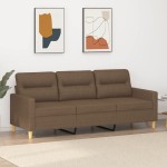 vidaXL Canapea cu 3 locuri, maro, 180 cm, material textil vidaXL Canapea cu 3 locuri, maro, 180 cm, material textil