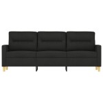 vidaXL Canapea cu 3 locuri, negru, 180 cm, material textil