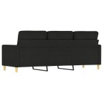 vidaXL Canapea cu 3 locuri, negru, 180 cm, material textil