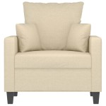 vidaXL Fotoliu canapea, crem, 60 cm, material textil