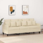 vidaXL Canapea cu 3 locuri, crem, 180 cm, material textil vidaXL Canapea cu 3 locuri, crem, 180 cm, material textil