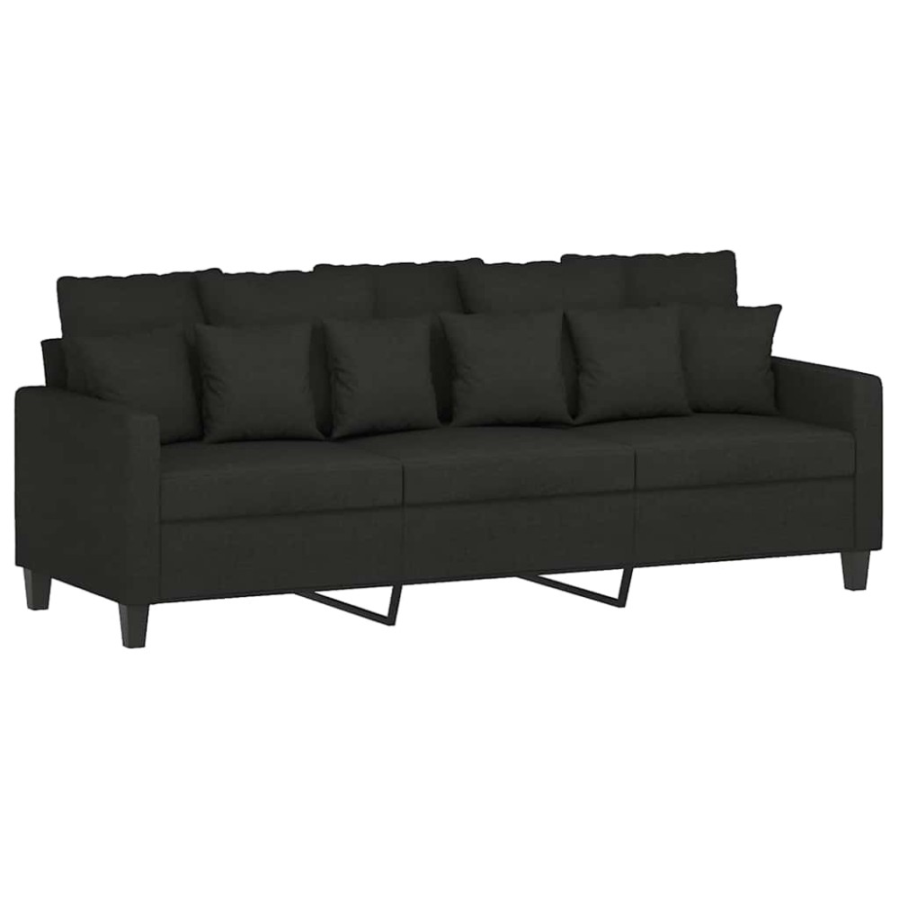 vidaXL Canapea cu 3 locuri, negru, 180 cm, material textil