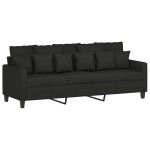 vidaXL Canapea cu 3 locuri, negru, 180 cm, material textil