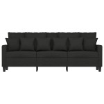 vidaXL Canapea cu 3 locuri, negru, 180 cm, material textil