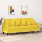 vidaXL Canapea cu 3 locuri, galben deschis, 180 cm, material textil vidaXL Canapea cu 3 locuri, galben deschis, 180 cm, material textil