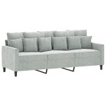 vidaXL Canapea cu 3 locuri, gri deschis, material 180CM catifea vidaXL Canapea cu 3 locuri, gri deschis, material 180CM catifea