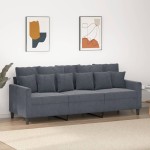 vidaXL Canapea cu 3 locuri, gri închis, 180 cm, material catifea vidaXL Canapea cu 3 locuri, gri închis, 180 cm, material catifea