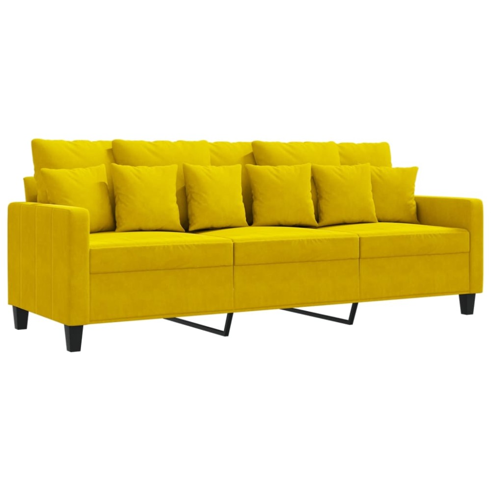 vidaXL Canapea cu 3 locuri, galben, 180 cm, catifea