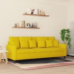 vidaXL Canapea cu 3 locuri, galben, 180 cm, catifea vidaXL Canapea cu 3 locuri, galben, 180 cm, catifea