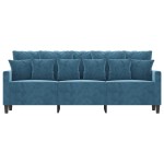 vidaXL Canapea cu 3 locuri, albastru, 180 cm, catifea vidaXL Canapea cu 3 locuri, albastru, 180 cm, catifea