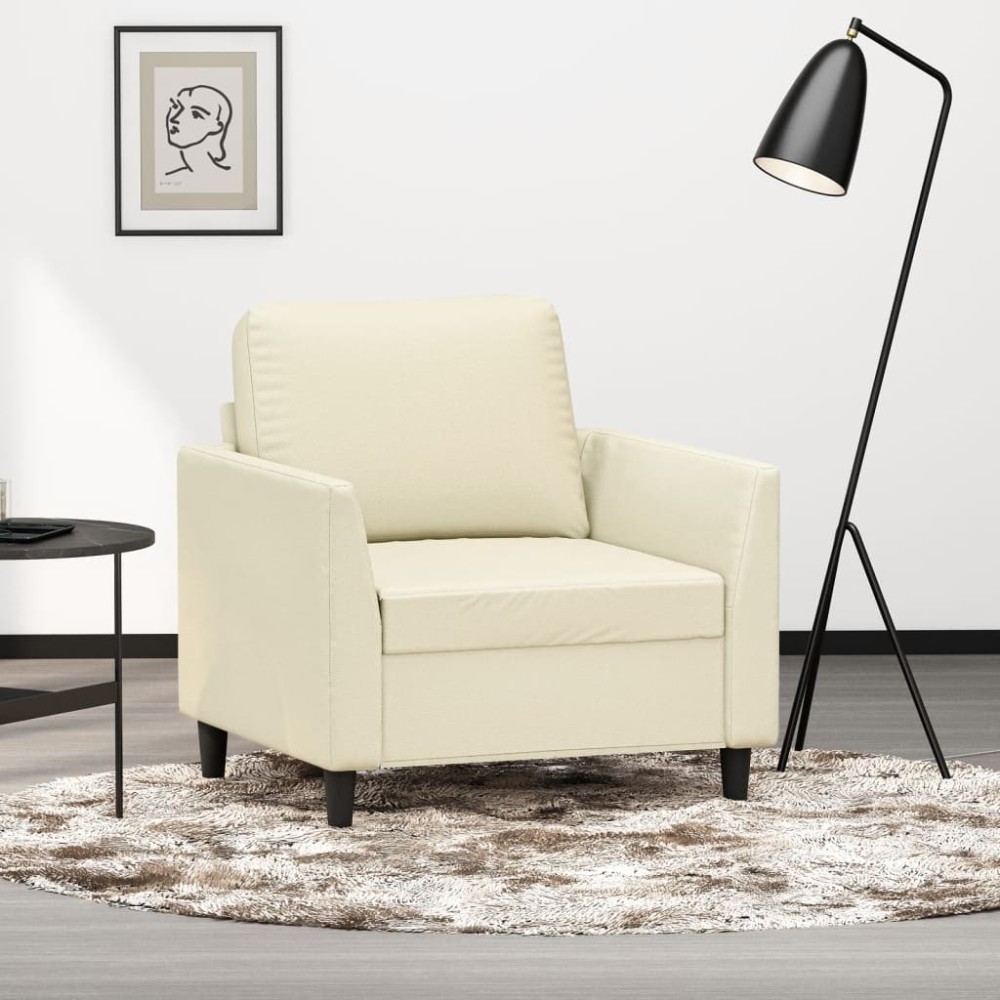 vidaXL Canapea de o persoană, crem, 60 cm, piele ecologică