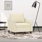 vidaXL Canapea de o persoană, crem, 60 cm, piele ecologică vidaXL Canapea de o persoană, crem, 60 cm, piele ecologică