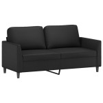 vidaXL Canapea cu 2 locuri, negru, 140 cm, piele ecologică