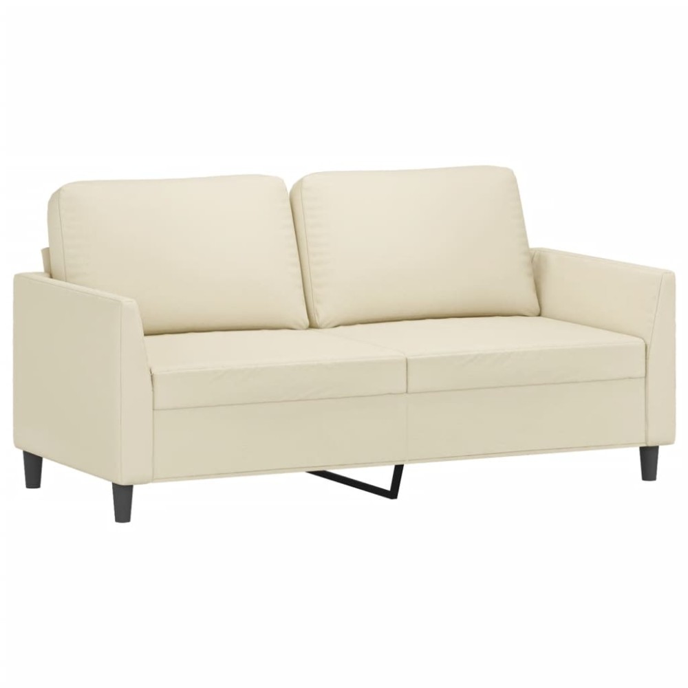 vidaXL Canapea cu 2 locuri, crem, 140 cm, piele ecologică
