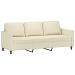 vidaXL Canapea cu 3 locuri, crem, 180 cm, piele ecologică vidaXL Canapea cu 3 locuri, crem, 180 cm, piele ecologică