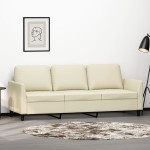 vidaXL Canapea cu 3 locuri, crem, 180 cm, piele ecologică vidaXL Canapea cu 3 locuri, crem, 180 cm, piele ecologică