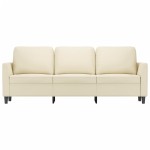 vidaXL Canapea cu 3 locuri, crem, 180 cm, piele ecologică vidaXL Canapea cu 3 locuri, crem, 180 cm, piele ecologică