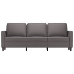 vidaXL Canapea cu 3 locuri, gri, 180 cm, piele ecologică vidaXL Canapea cu 3 locuri, gri, 180 cm, piele ecologică