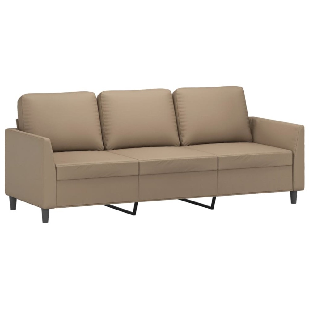 vidaXL Canapea cu 3 locuri, cappuccino, 180 cm, piele ecologică