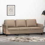 vidaXL Canapea cu 3 locuri, cappuccino, 180 cm, piele ecologică vidaXL Canapea cu 3 locuri, cappuccino, 180 cm, piele ecologică