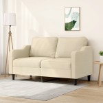 vidaXL Canapea cu 2 locuri, crem, 140 cm, material textil vidaXL Canapea cu 2 locuri, crem, 140 cm, material textil