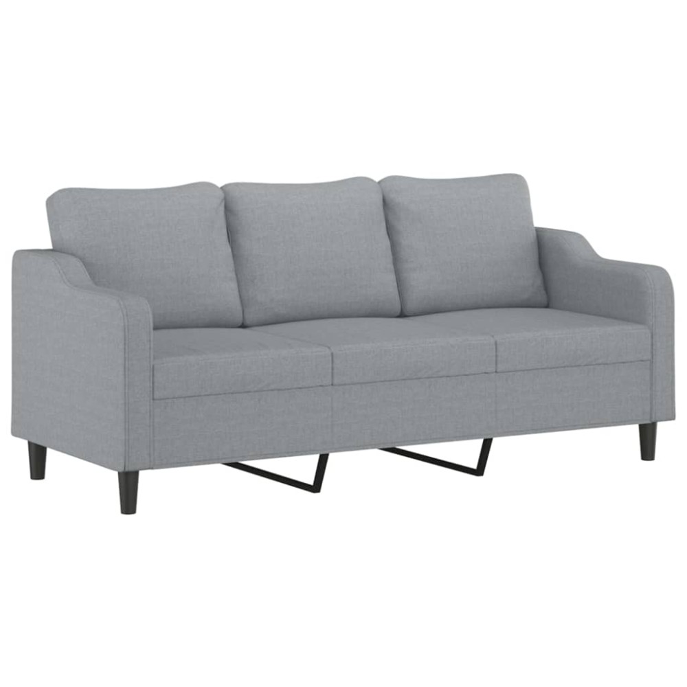 vidaXL Canapea cu 3 locuri, gri deschis, material 180CM textil