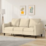 vidaXL Canapea cu 3 locuri, crem, 180 cm, material textil vidaXL Canapea cu 3 locuri, crem, 180 cm, material textil