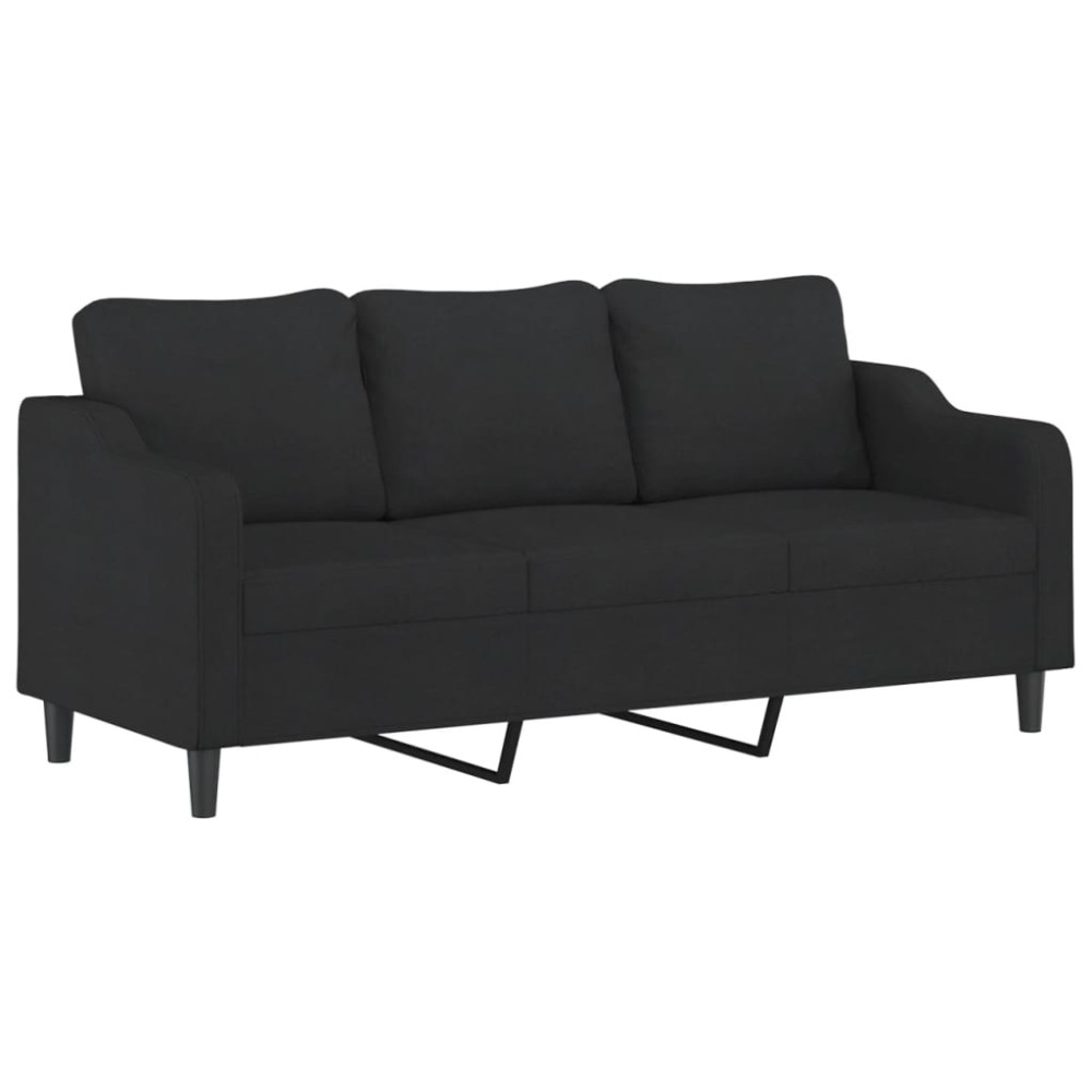 vidaXL Canapea cu 3 locuri, negru, 180 cm, material textil