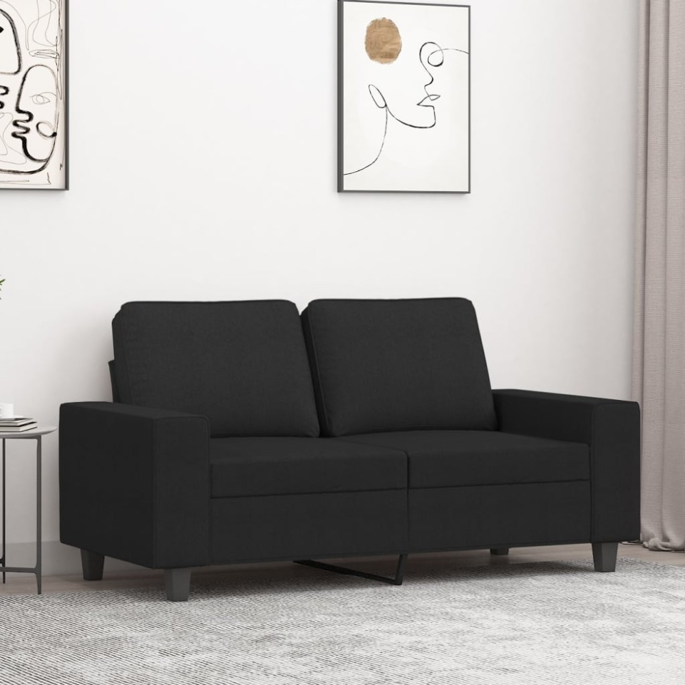 vidaXL Canapea cu 2 locuri, negru, 120 cm, material textil