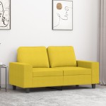 vidaXL Canapea cu 2 locuri, galben deschis, 120 cm, material textil vidaXL Canapea cu 2 locuri, galben deschis, 120 cm, material textil