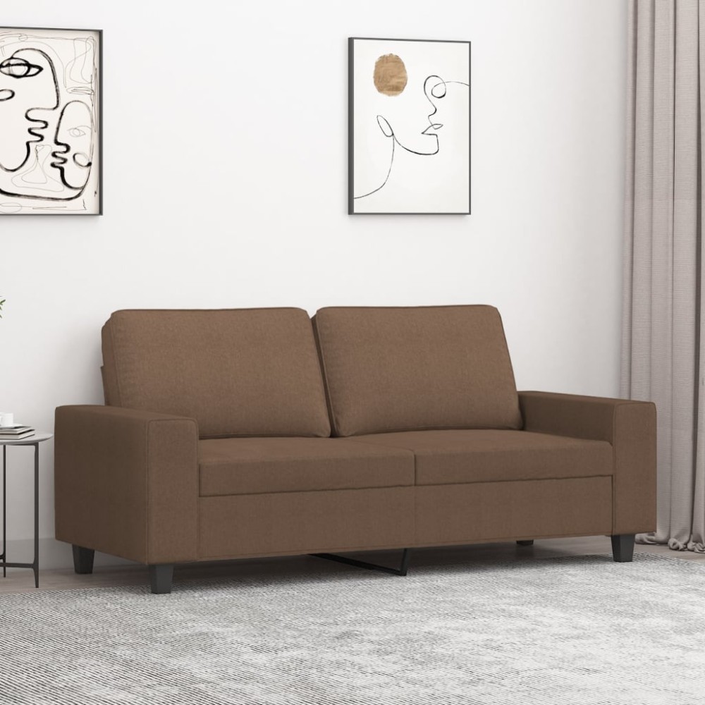 vidaXL Canapea cu 2 locuri, maro, 140 cm, material textil