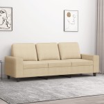 vidaXL Canapea cu 3 locuri, crem, 180 cm, material textil vidaXL Canapea cu 3 locuri, crem, 180 cm, material textil