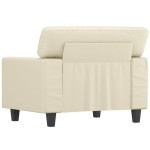 vidaXL Canapea de o persoană, crem, 60 cm, piele ecologică