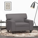 vidaXL Canapea de o persoană, gri, 60 cm, piele ecologică vidaXL Canapea de o persoană, gri, 60 cm, piele ecologică